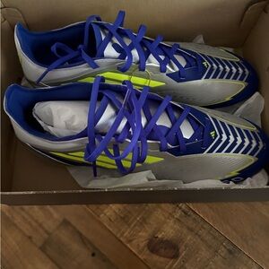 Blue and Silver Athletic Shoes